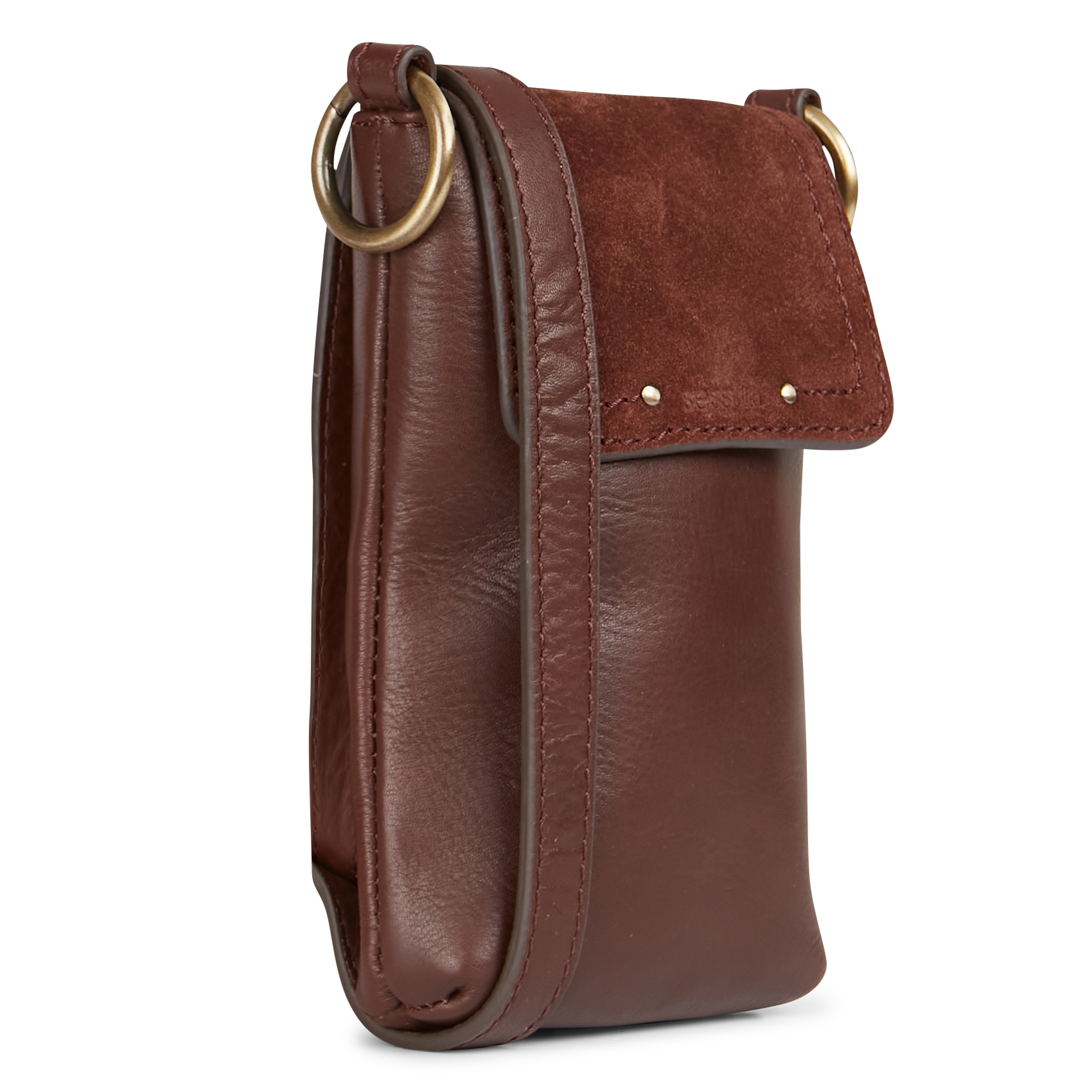 EVALIO - Porte portable en cuir | Marron