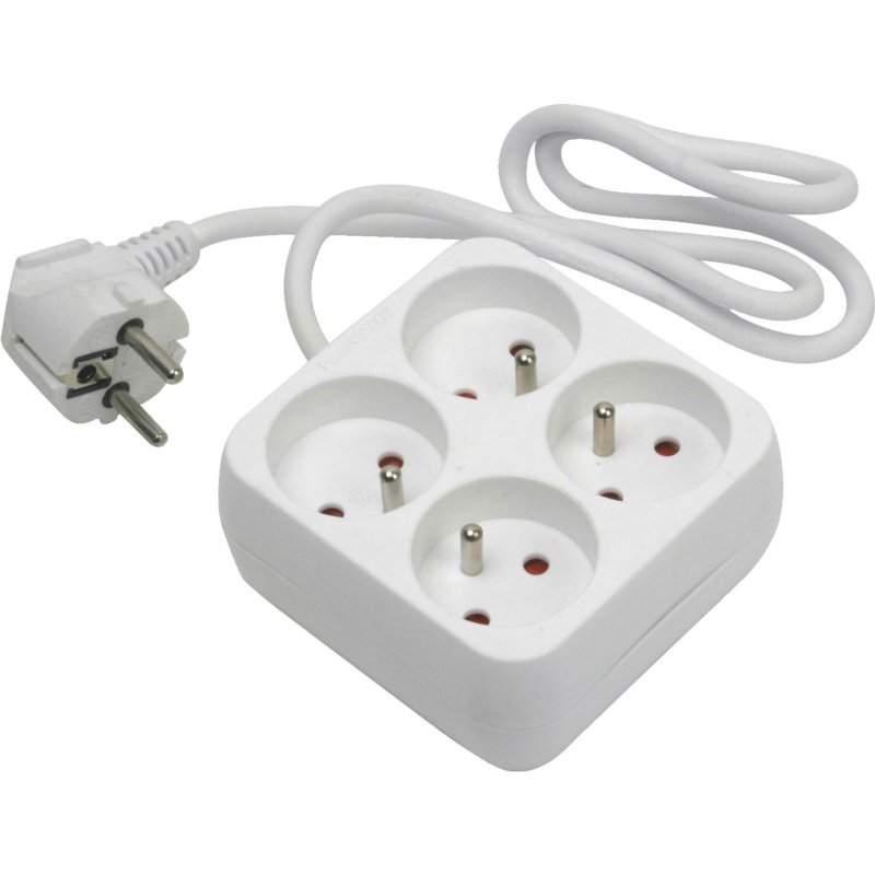 Multiprise sans interrupteur câble 90 cm pour 4 prises