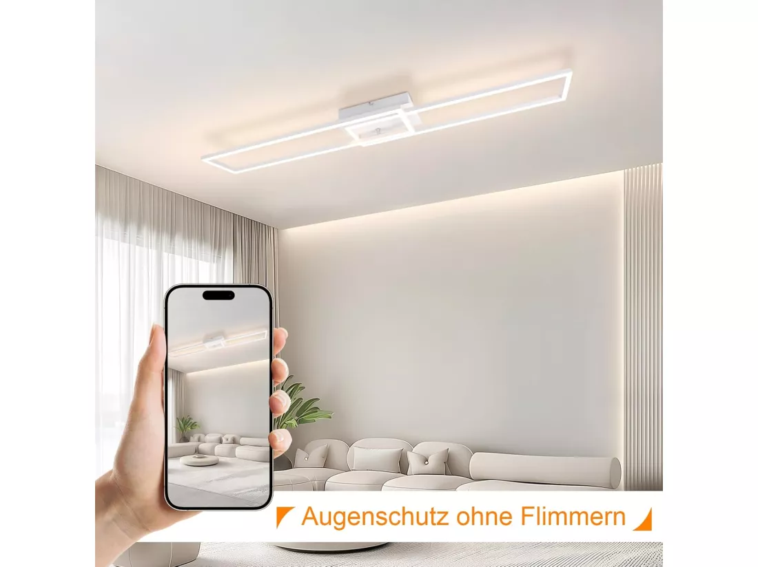 NETTLIFE Plafonnier LED Blanc Cadre Moderne 32W 3000K