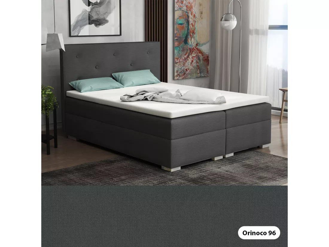 LIT BOXSPRING avec surmatelas Holta 160x200 cm, Orinoco 96 (Gris foncé)