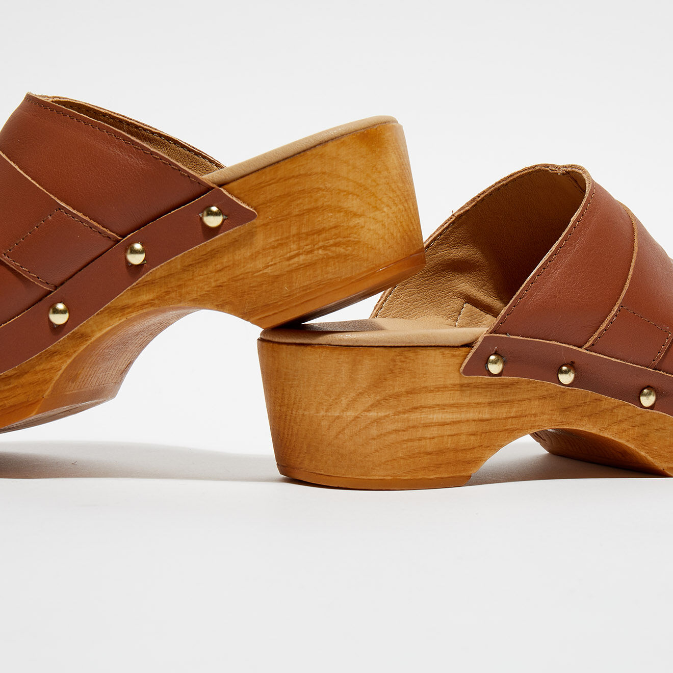 Apologie Studio Sabots en Cuir Sofia camel - Talon 5 cm