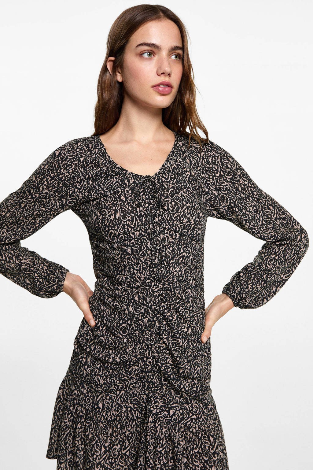 MANGO TEEN midi jurk zwart