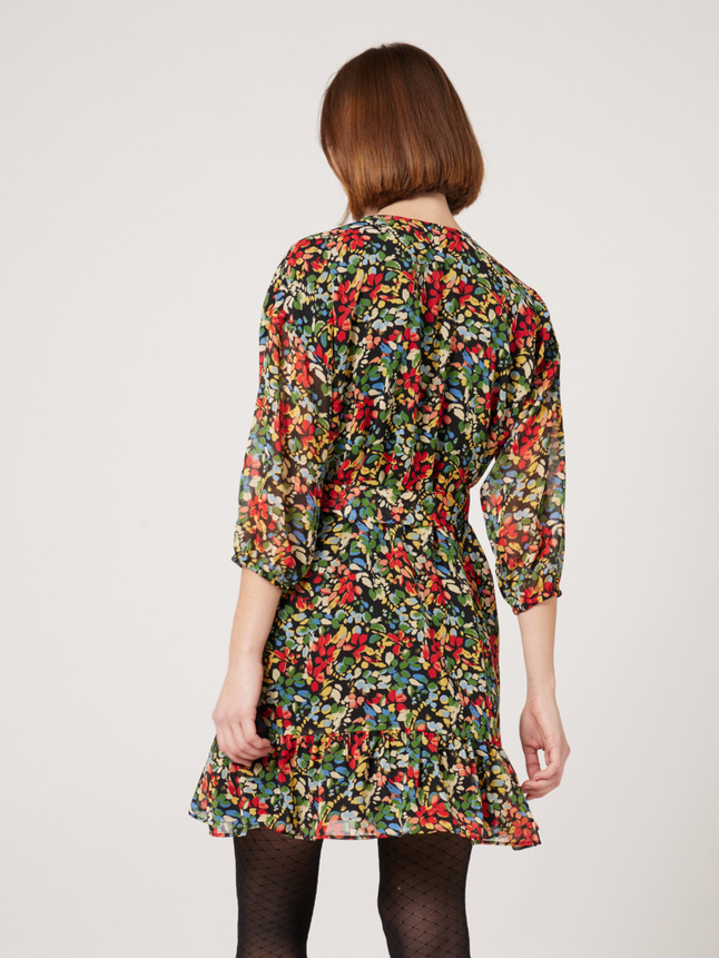 Robe courte imprimée ceinturée