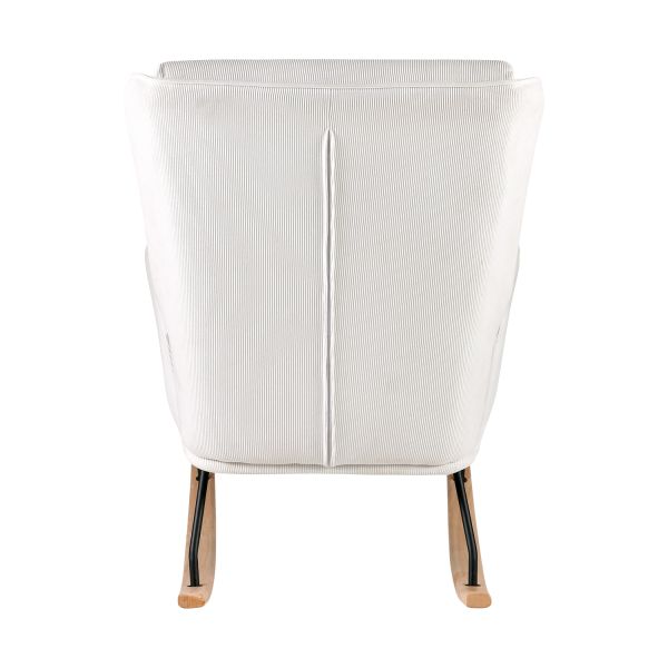 Aemely Relax Schommelstoel Met Voetensteun – Ribstof – Wit