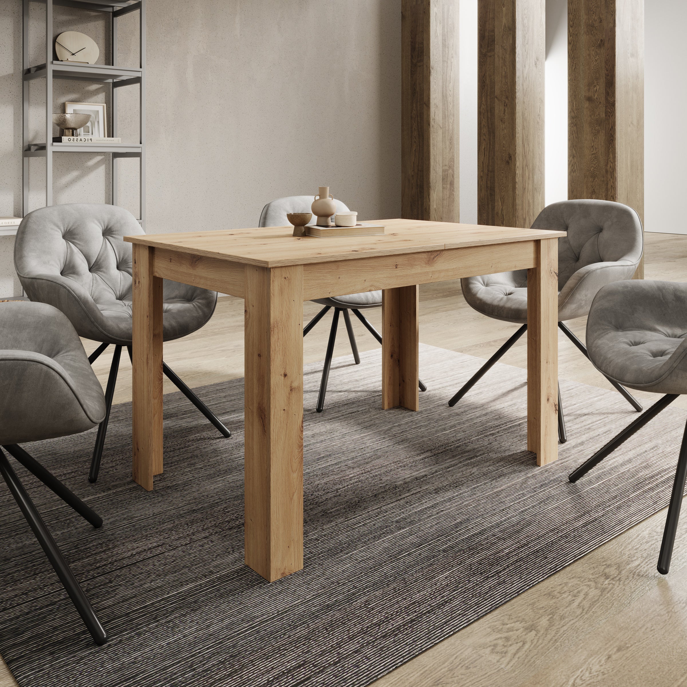 Haverford - Eetkamertafel - Uitschuifbaar - Eikenpatroon - 120x80x76cm