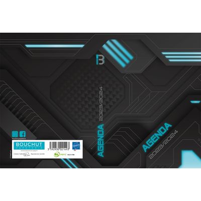 Agenda Techno - 1 jour par page - 12,5 x 17,5 cm - bleu - Bouchut