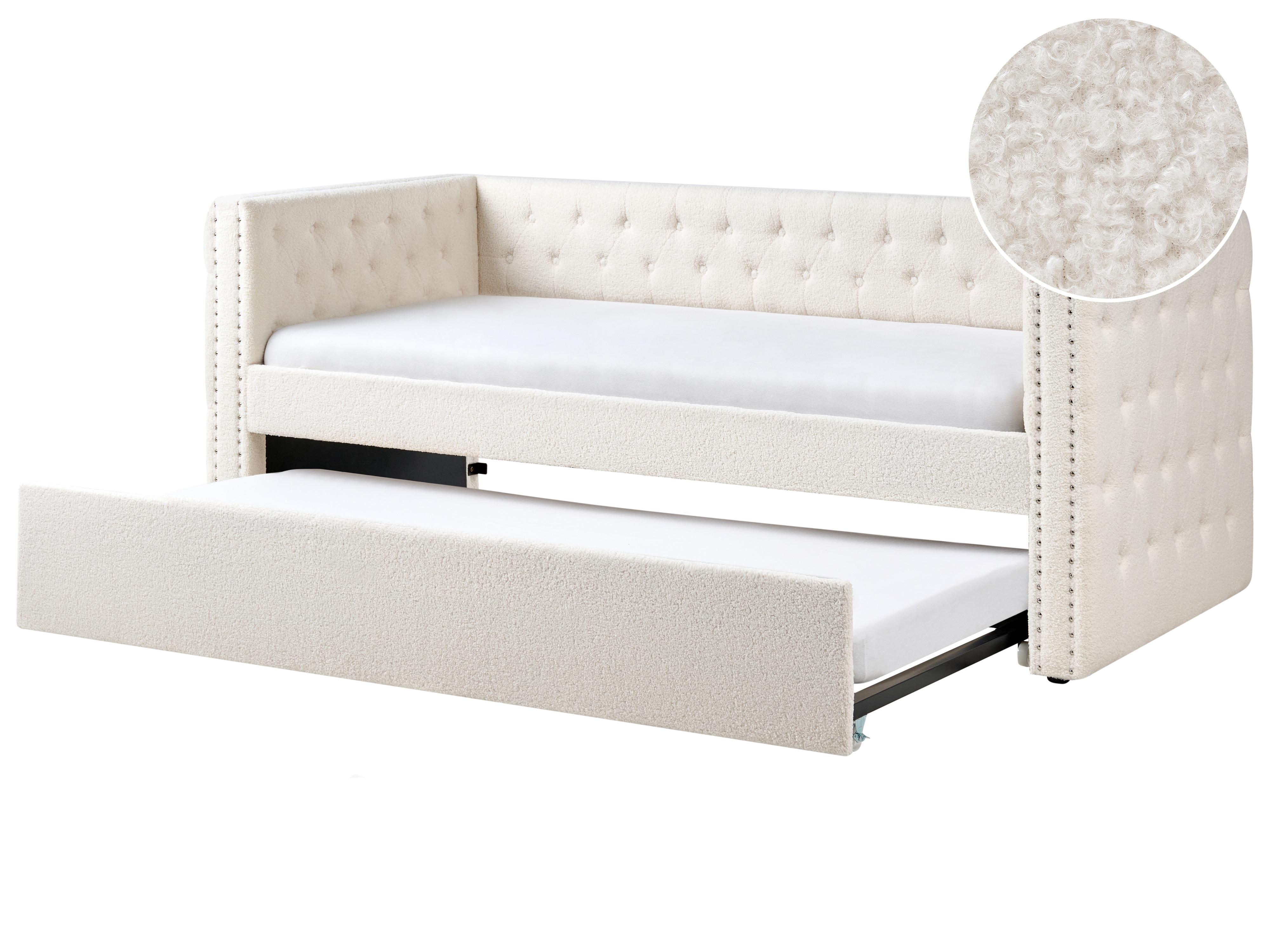 Onderschuifbed Bouclé GASSIN 90 x 200 cm Gebroken wit