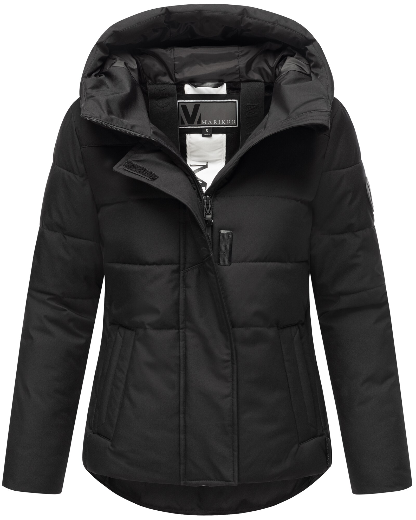 MARIKOO Damen Winter Jacke gesteppt Teddyfell gefüttert Steppjacke mit Kapuze & Recyceltes Obermaterial Elira