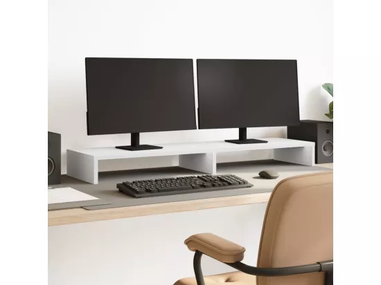 Support de moniteur blanc 100x27x10 cm bois d'ingénierie