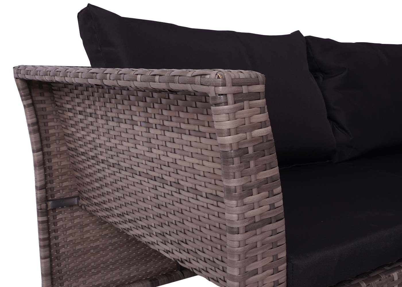 Poly-Rattan Garnitur MCW-J36, Balkon-/Garten-/Lounge-Set Sitzgruppe Sofa ~ grau, Kissen schwarz