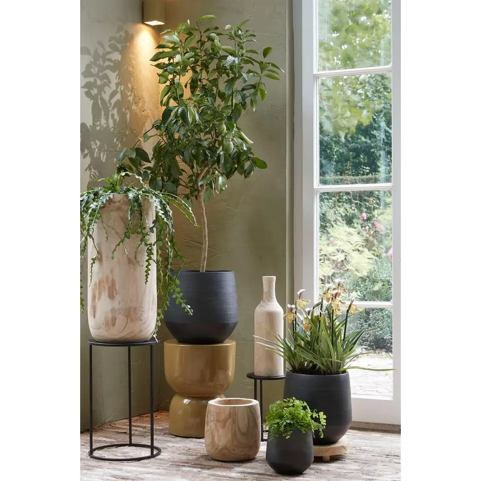 Mica Decorations Bloempot - hout - voor binnen en buiten - D24 cm