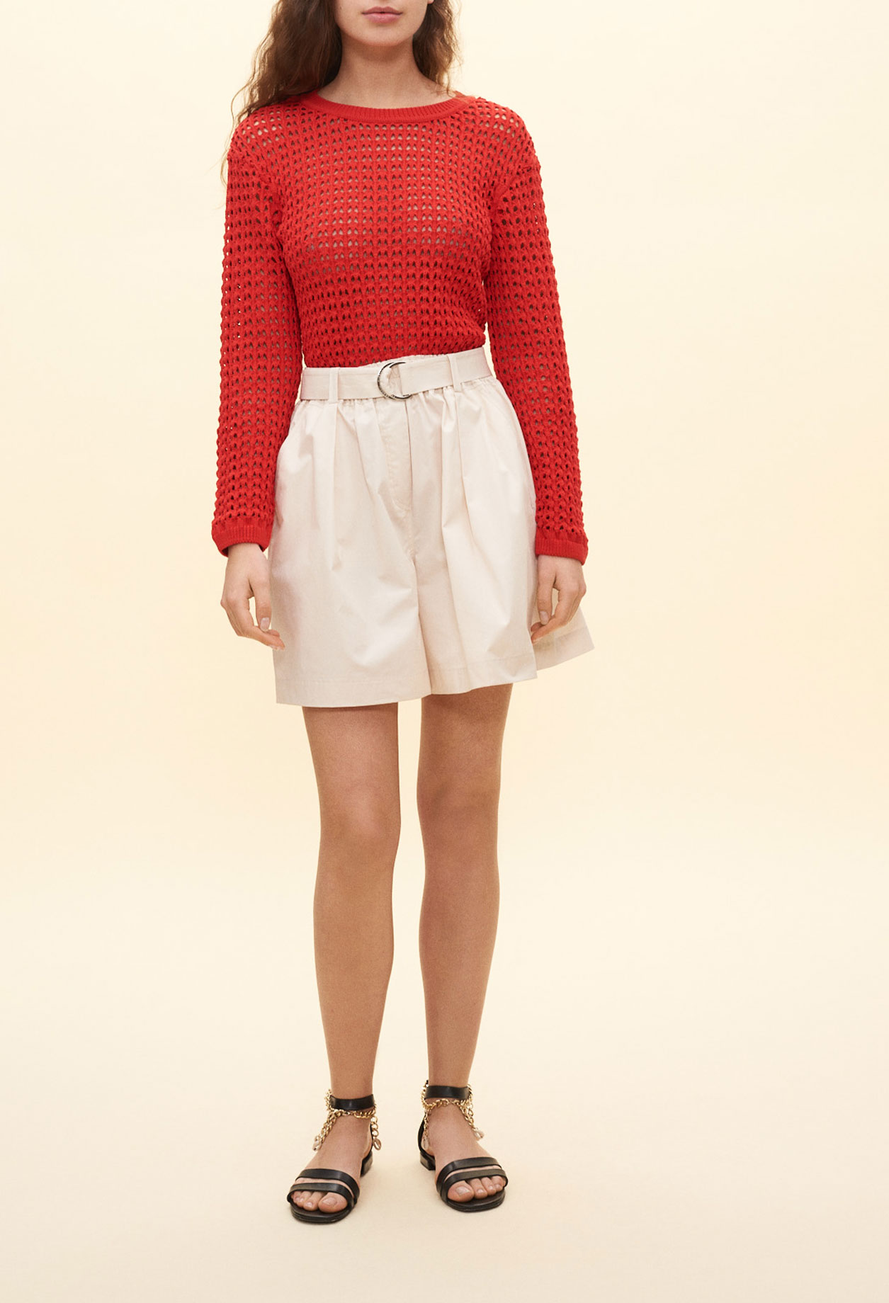 Pull ajoure rouge