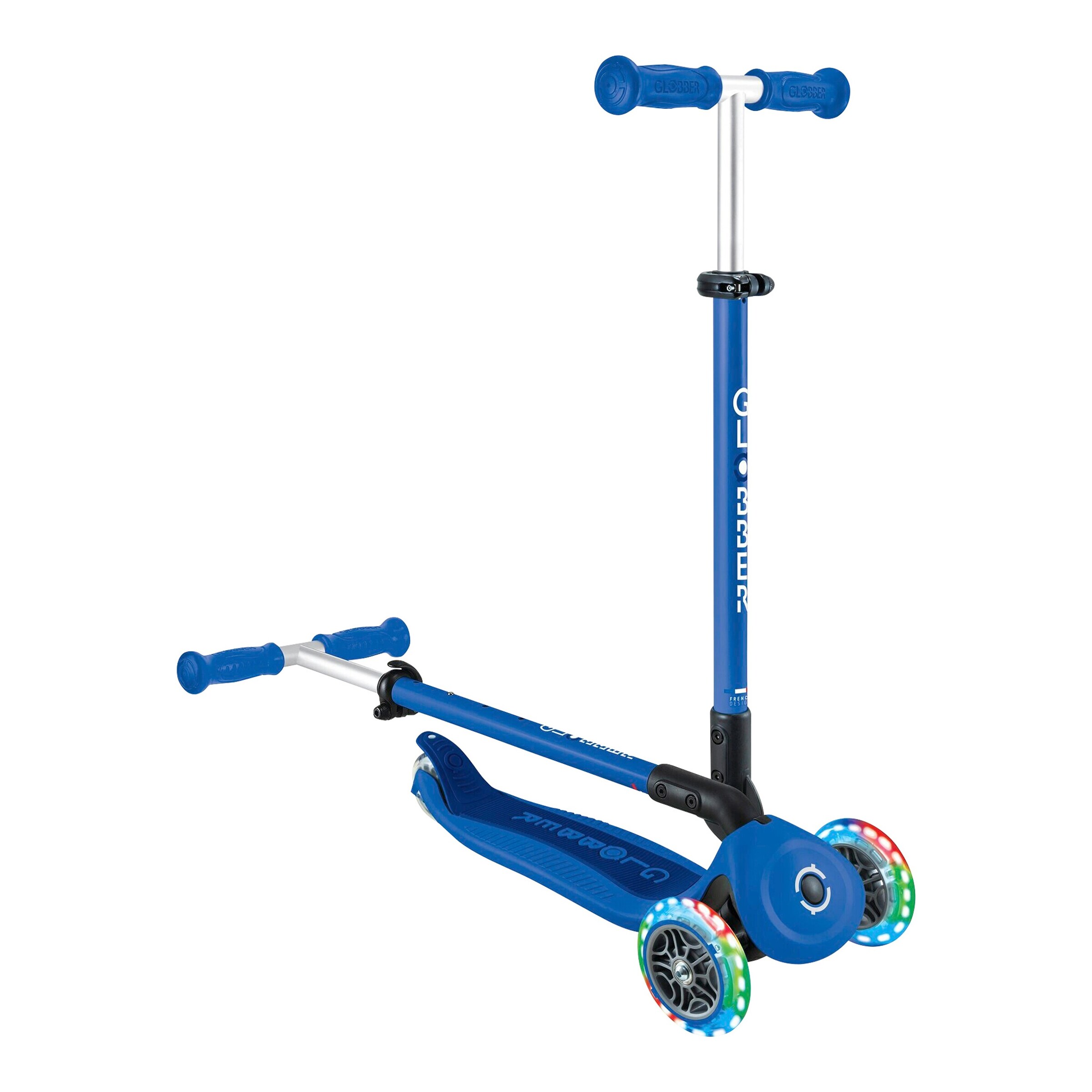 Globber Scooter 3in1 Go-Up active mit Leuchtrollen blau