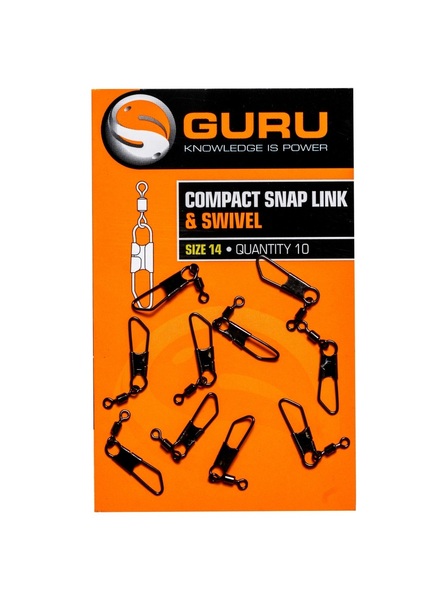 Émerillon à Agrafe Guru Compact Snap Link And Swivel Taille 14 (10 Pièces)