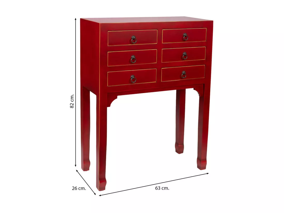 Récepteur en bois avec 6 tiroirs 63x26x82