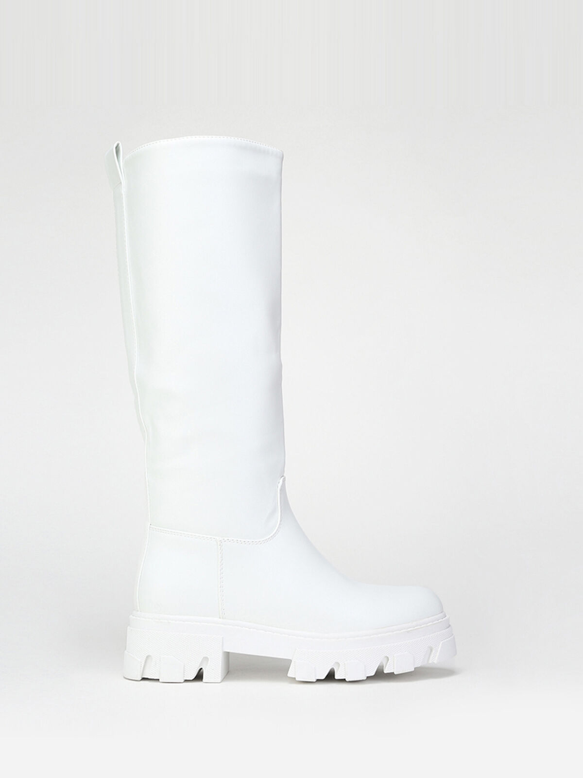 Bottes en simili à semelle crantée- Blanc