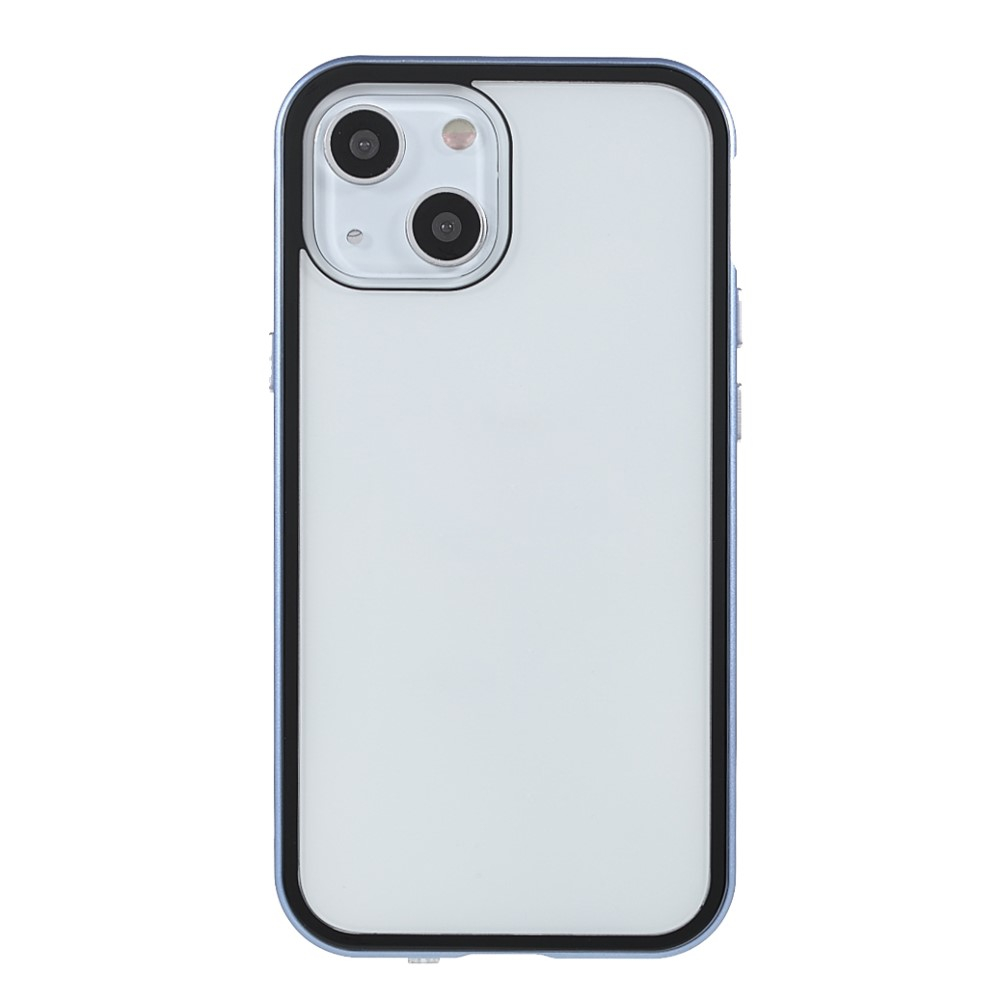 iPhone 13 Magnetische Alu Schutzhülle mit Panzer Glas Backcover   Privacy Displayschutz (Magnet-Technologie) - Blau