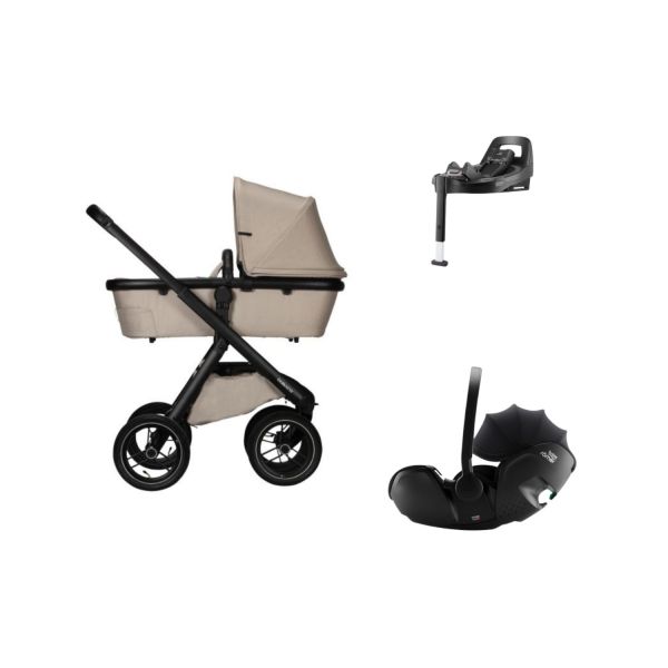 Dubatti One E5 Kinderwagen 4-in-1 - Black / Black - Sand | Britax Römer Baby-Safe Pro Autostoeltje | Britax Römer Vario Base 5Z