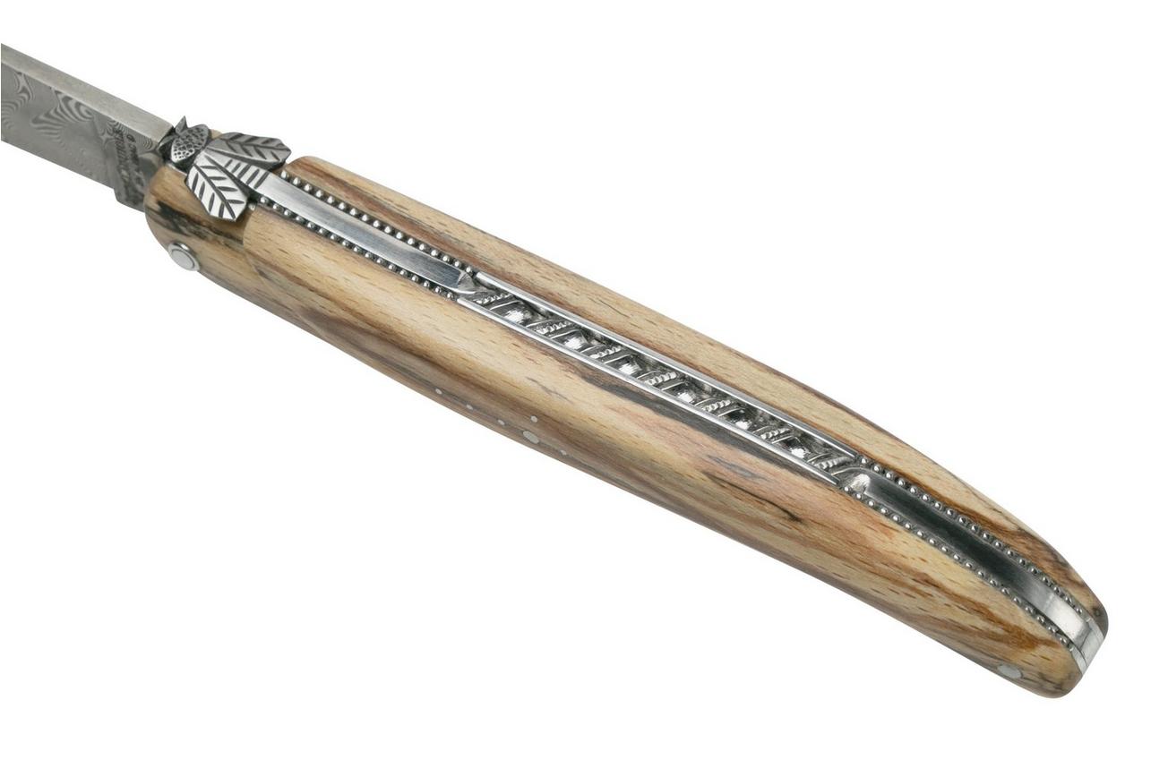 Laguiole en Aubrac Le Perlé 12 cm L0512WA6J3DB Balbach Damast Full Handle beukenhout