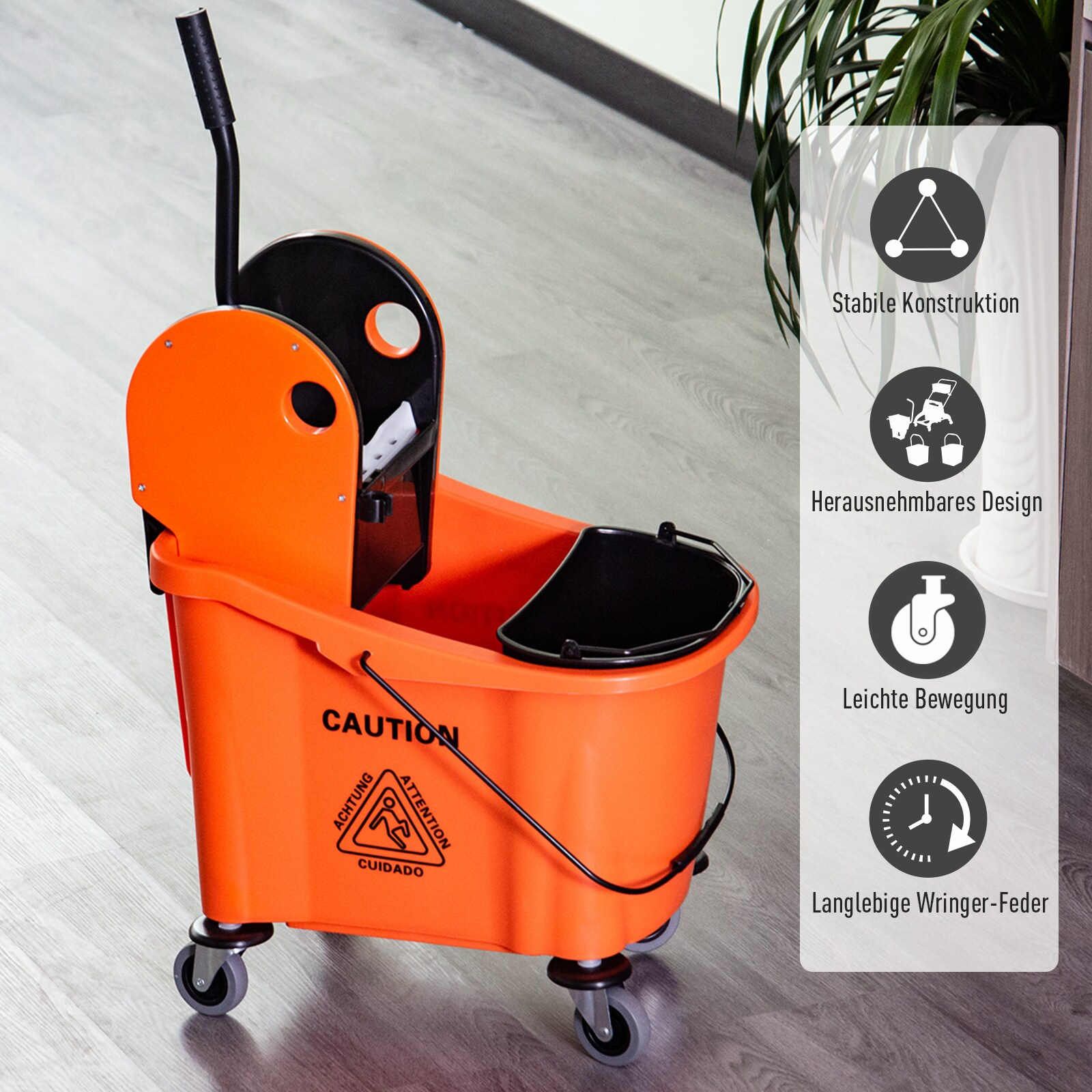 HOMCOM Putzwagen mit Auswringvorrichtung 54 x 41 x 91,5 cm (LxBxH)