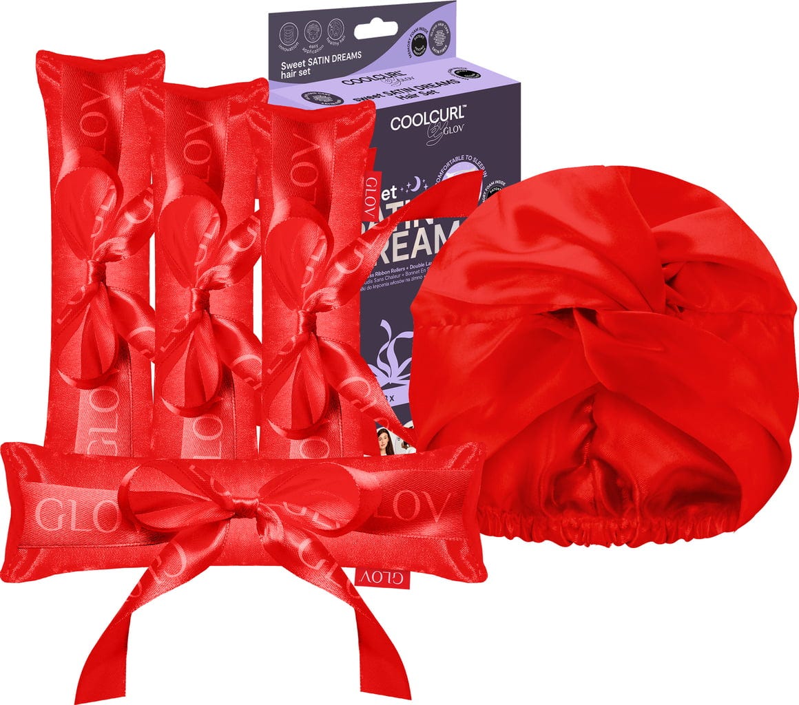 GLOV  COOLCURL Sweet Dreams Satin Set, Red