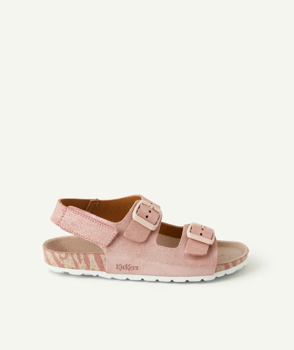 KICKERSSANDALES FILLE SUNYVA CUIVRE ZEBRE ROSE PAILLETÉ