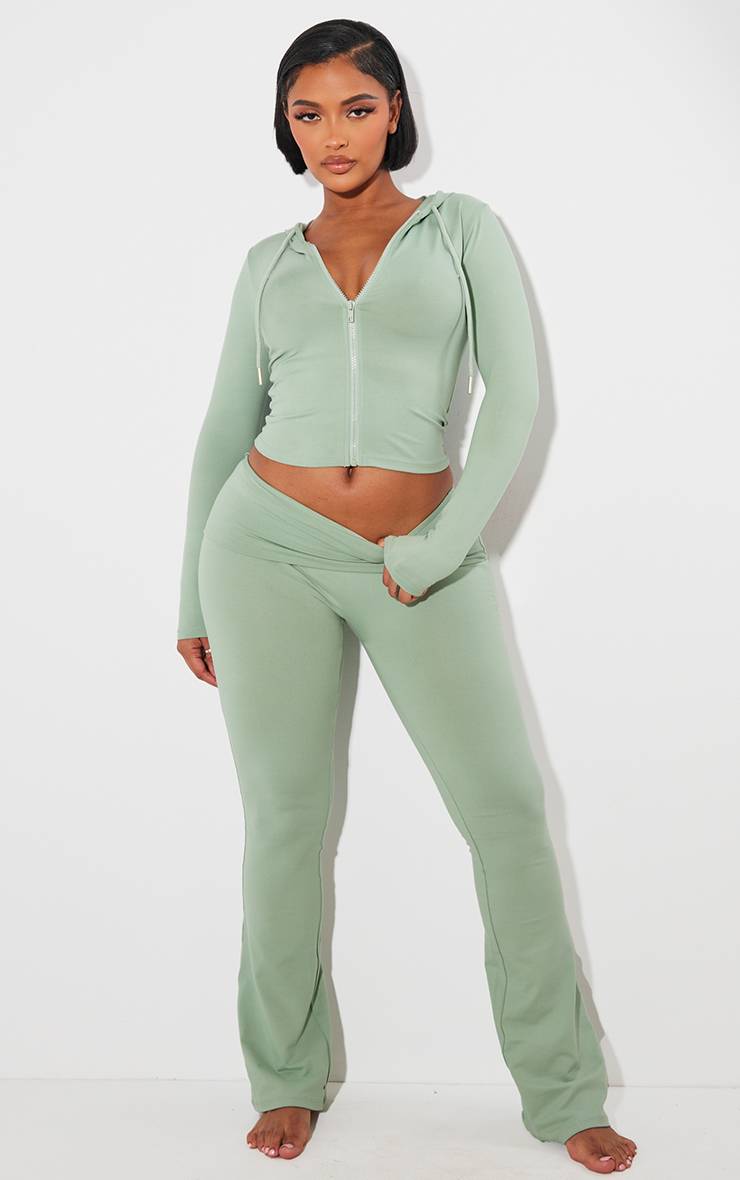 Vert Sauge Sweat À Casynthétiqueche Zippé Sculpté Shape