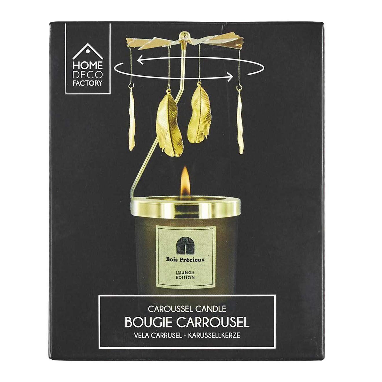 Home Deco Factory Bougie parfumée Carrousel noir/doré - 7x8x7 cm