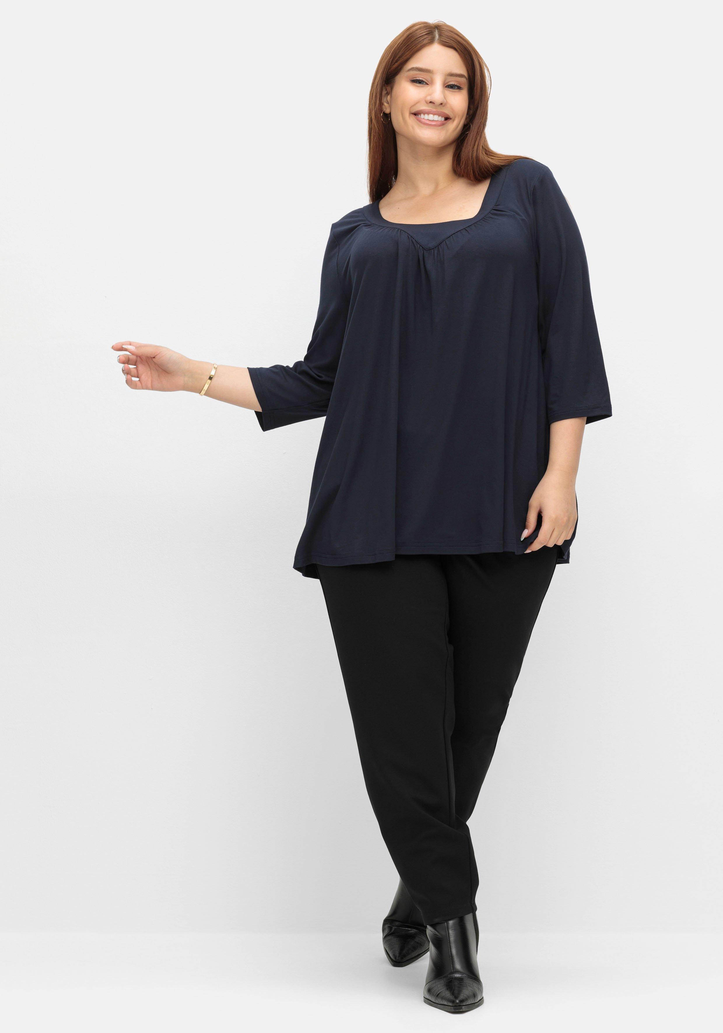 3/4-Arm-Shirt in Petite Passform, in weiter A-Linie