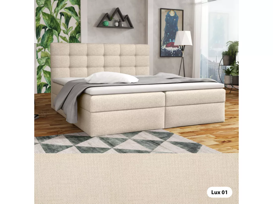 LIT BOXSPRING avec coffre de lit Glame 180x200 cm, Lux 01 (Crème)