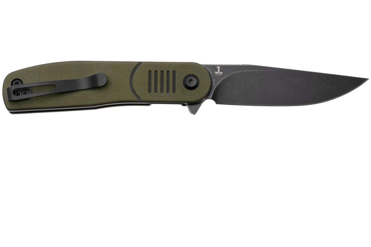 Tenable Knives Einar T2072A1 Blackwashed Nitro-V, Olive Green Black G10, zakmes, Justin Lundquist design