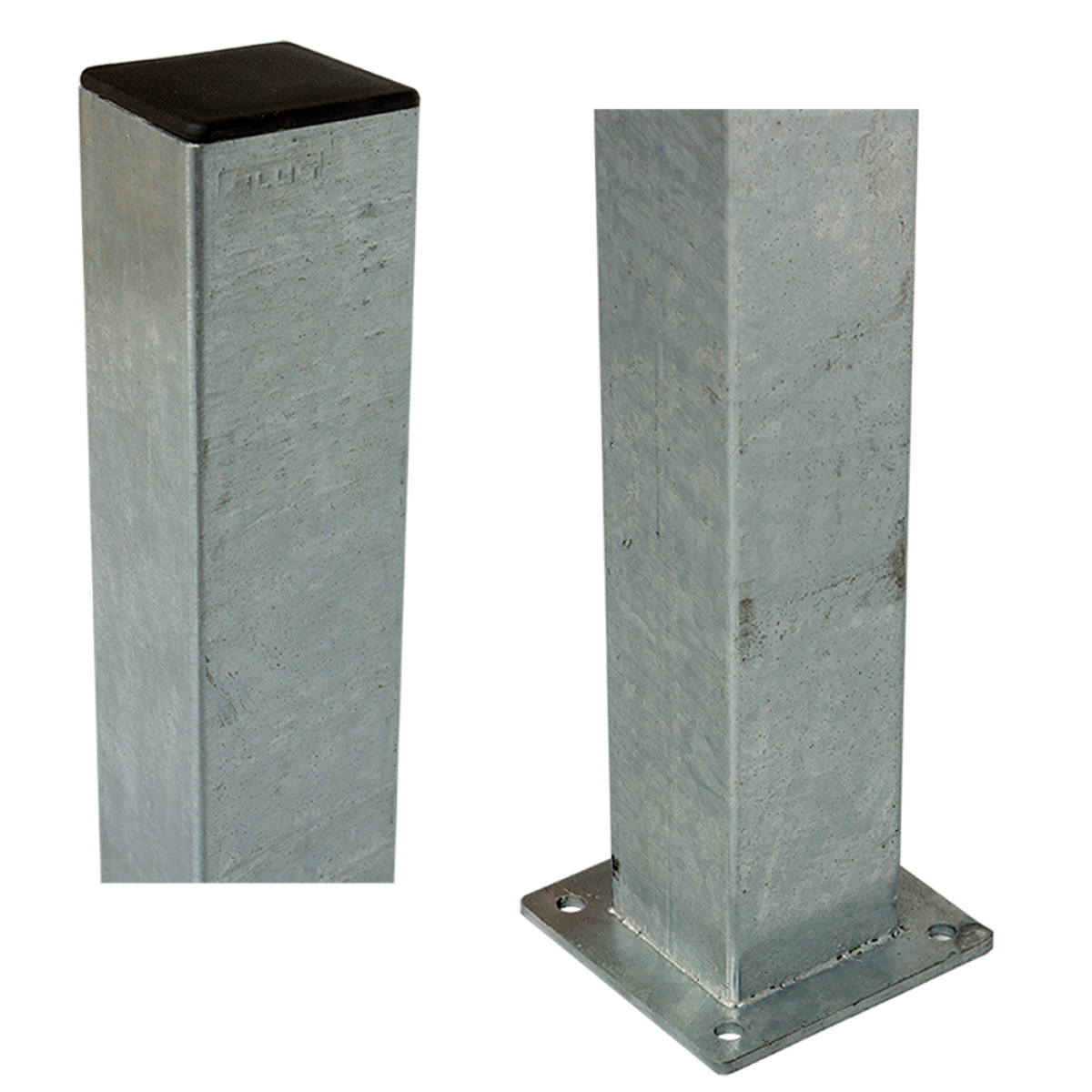 Thermisch verzinkte stalen paal 8x8x150cm - paalvoet 13x13cm