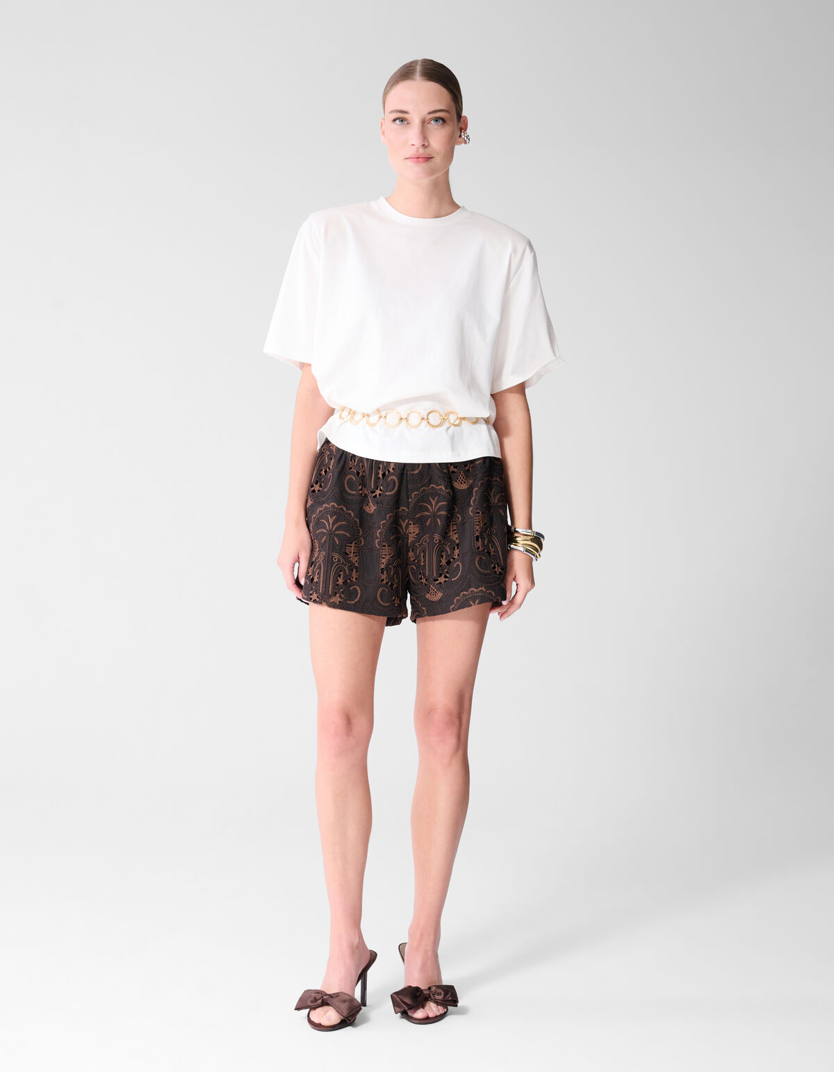 Embroidery Short Donkerbruin