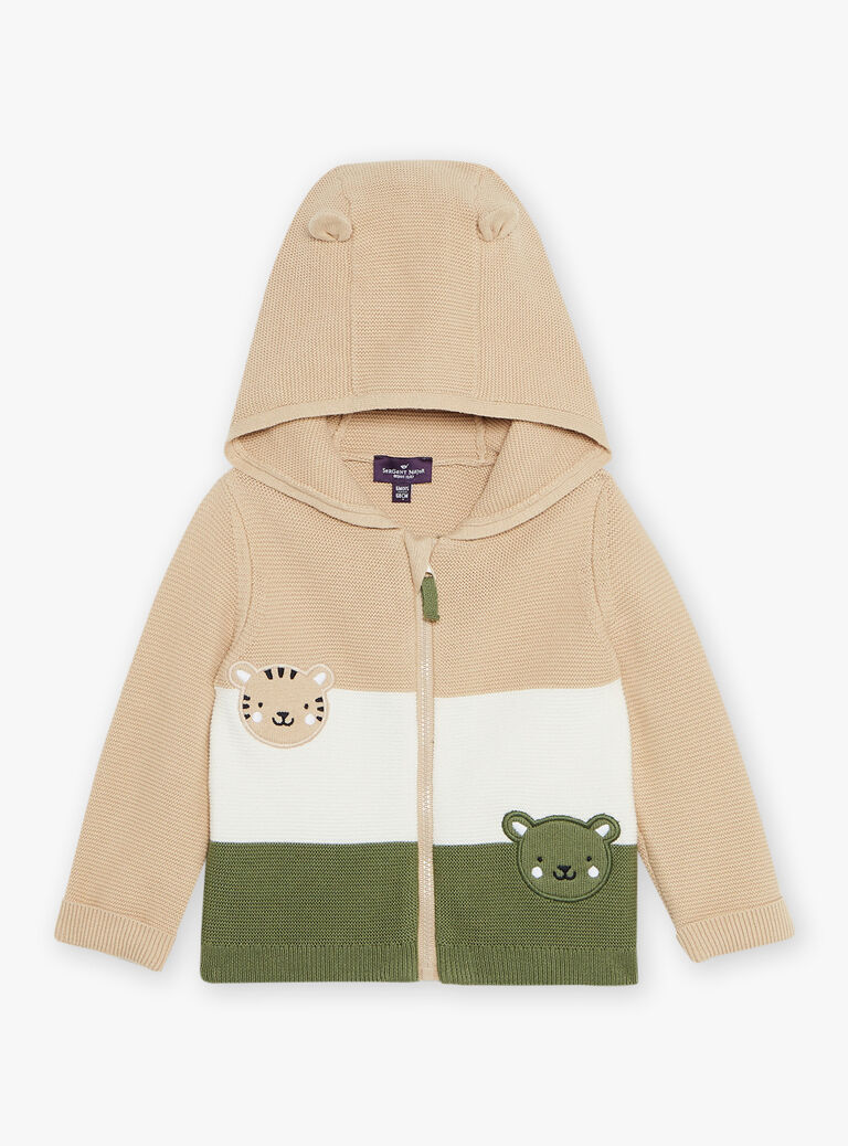 Gilet à capuche color block en tricot