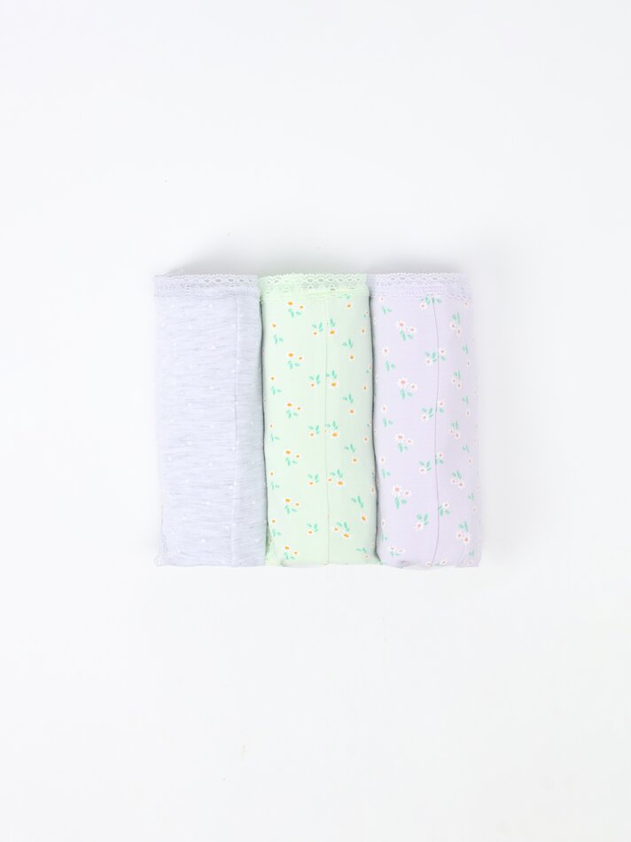 Pacote com 3 calcinhas hipster com renda - Cores variadas