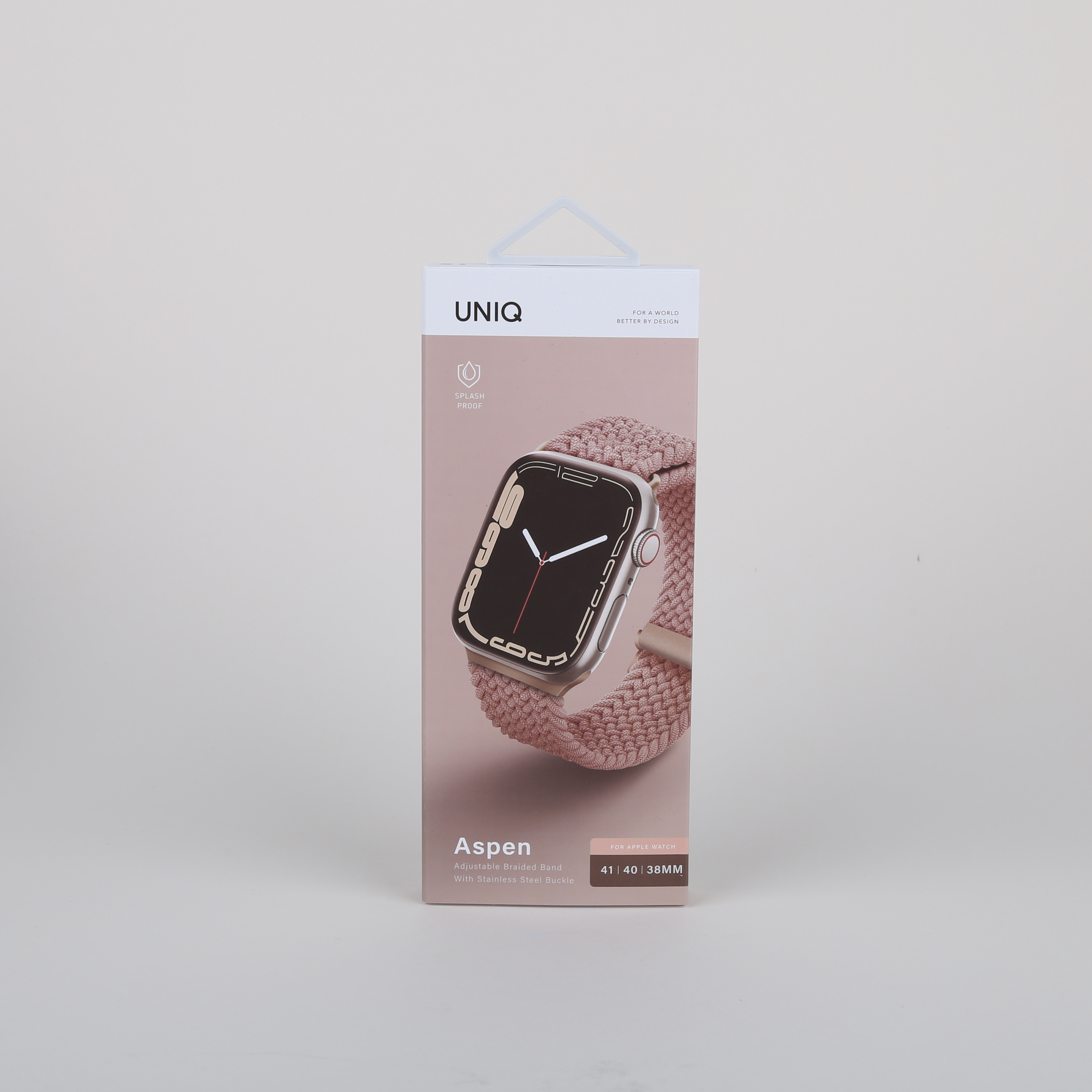 Aspen Apple Watch (46/45/44 mm) Geflochtenes Nylon Armband mit Edelstahl-Schnalle (UNIQ-44MM-ASPPNK) - Rose Raisin