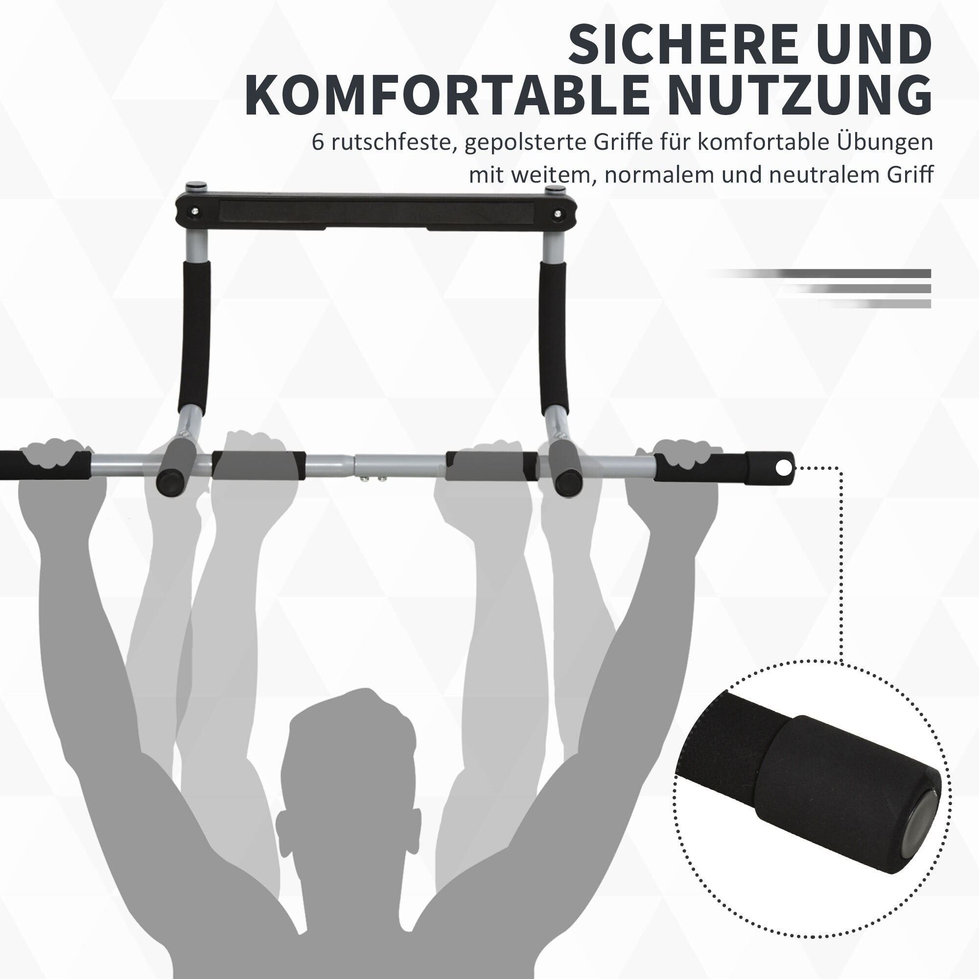 HOMCOM Klimmzugstange für den Türrahmen schwarz, grau 92 x 40 x 17 cm (BxTxH)