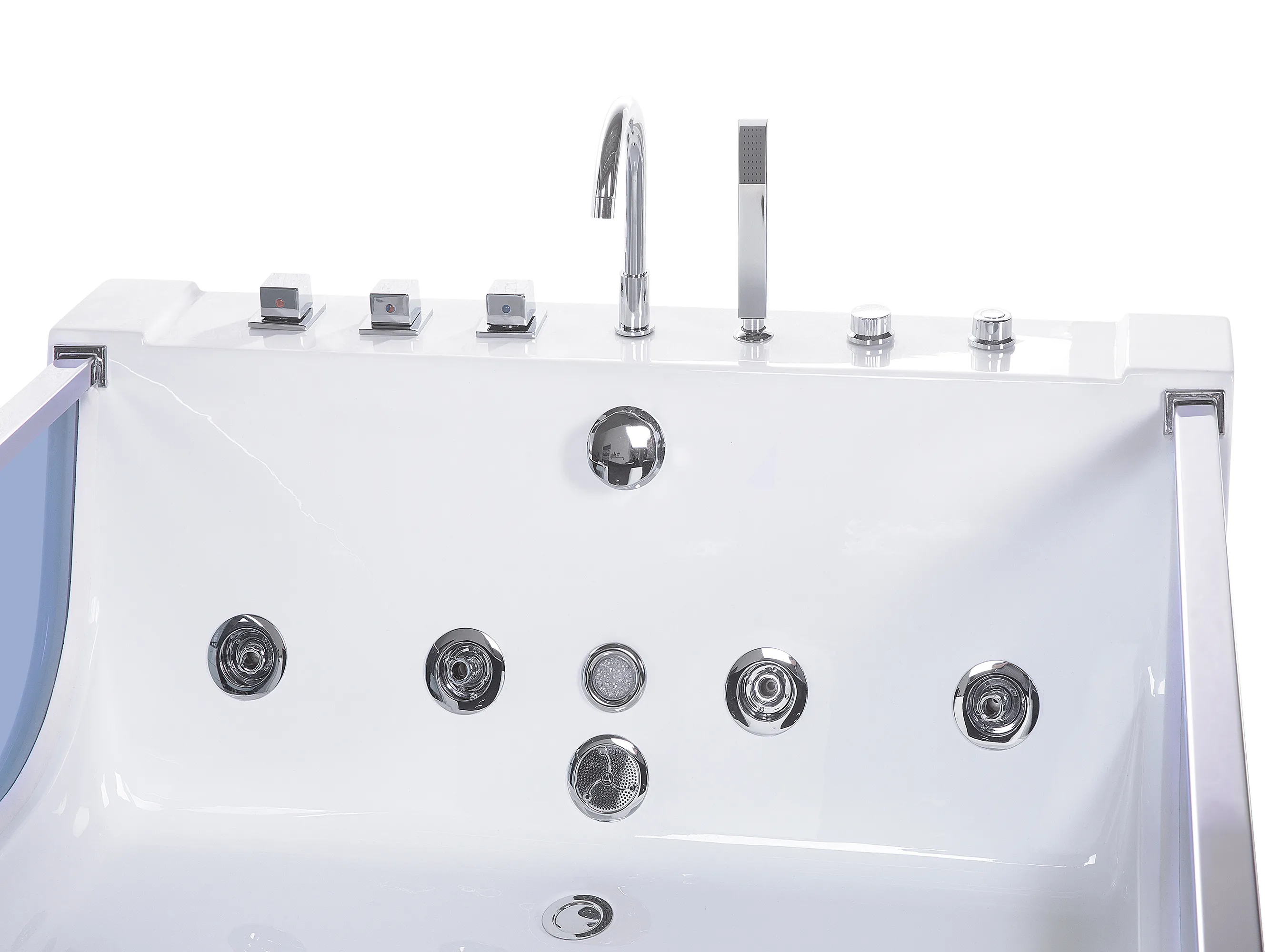 Hoek bubbelbad met LED CURACAO 180 x 120 cm Wit