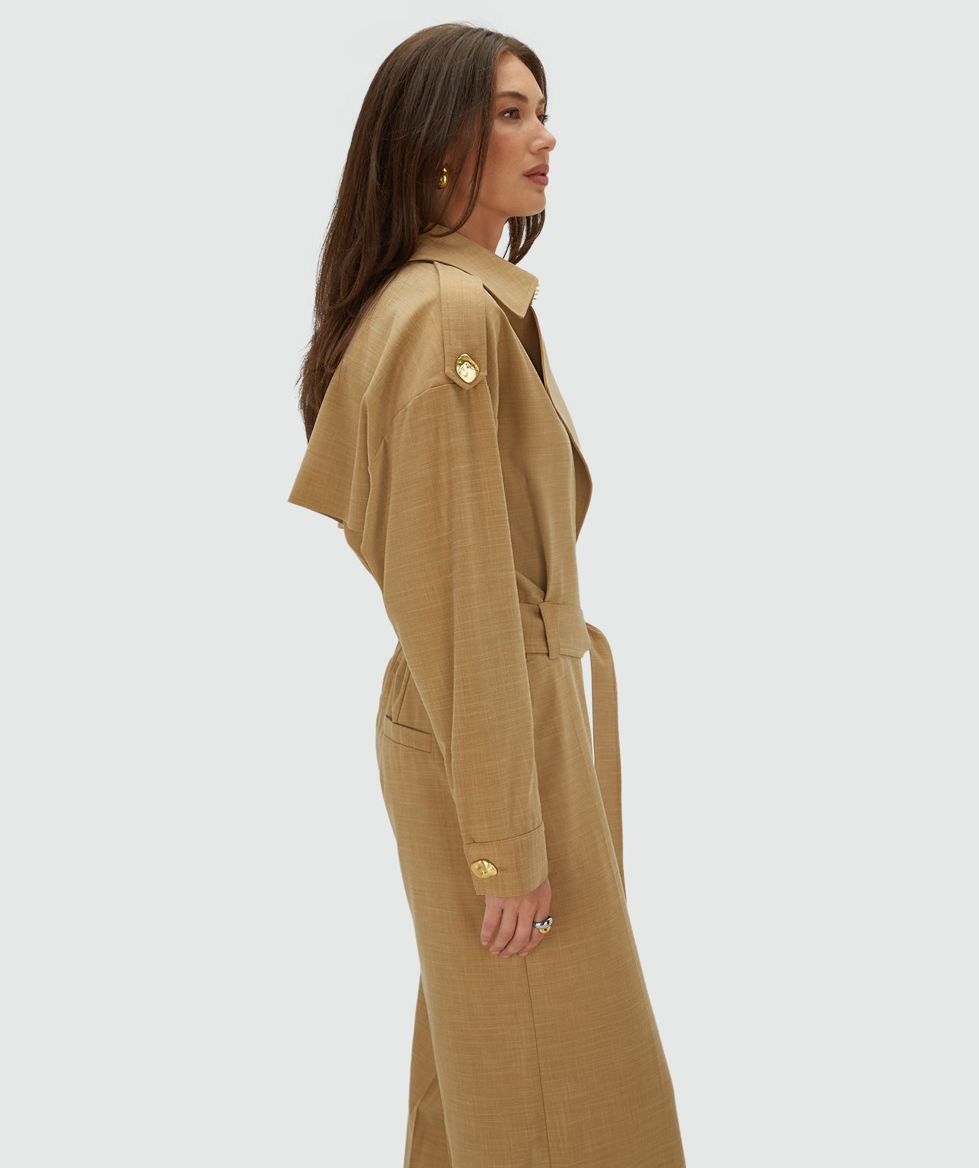 JV-TONE wide leg jumpsuit - light camel melange