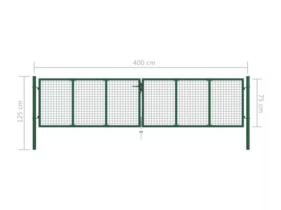 Portail en treillis de jardin Acier 400x75 Vert