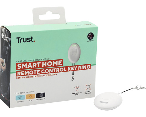 Trust Smart ACCT-510 Sleutelhanger Sleutelhanger Afstandsbediening Wit