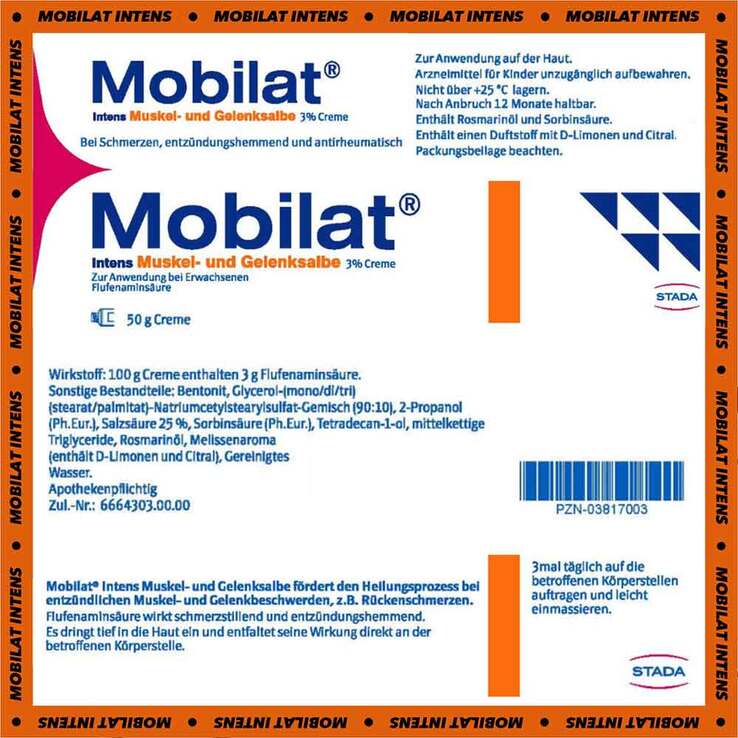 Mobilat Intens Muskel- und Gelenksalbe 3% Creme, 50 g