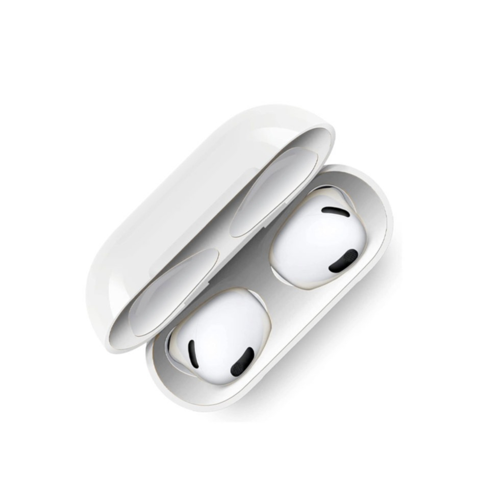 (2-tlg. Set) Apple AirPods (3. Generation) Skin Sticker Staubschutz Klebefolie - Silber