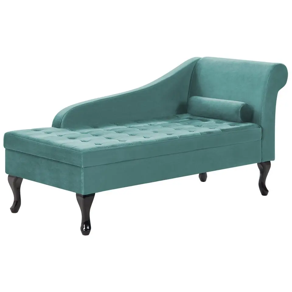 PESSAC - Chaise longue - Groenblauw - Rechterzijde - Fluweel