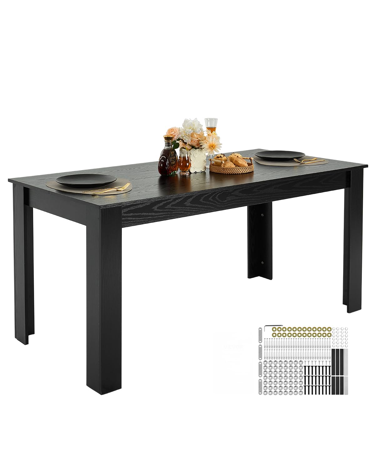 VEVOR Rechteckiger Esstisch Küchentisch Holztisch (160 cm / 150 kg belastbar) für 4–6 Personen, Bauernhaus-Esszimmermöbel Konferenztisch für Küche zu Hause Wohnzimmer, braun (nur Tisch)