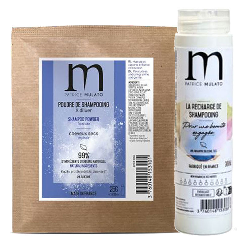 Kit DIY flacon + shampooing poudre à reconstituer cheveux secs