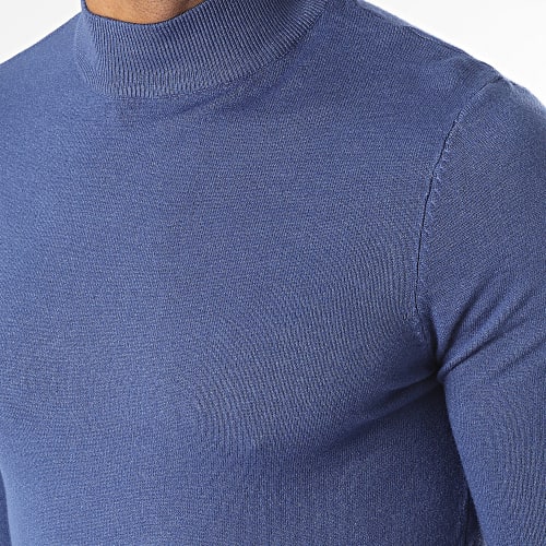 Pull Col Cheminée Bleu Marine