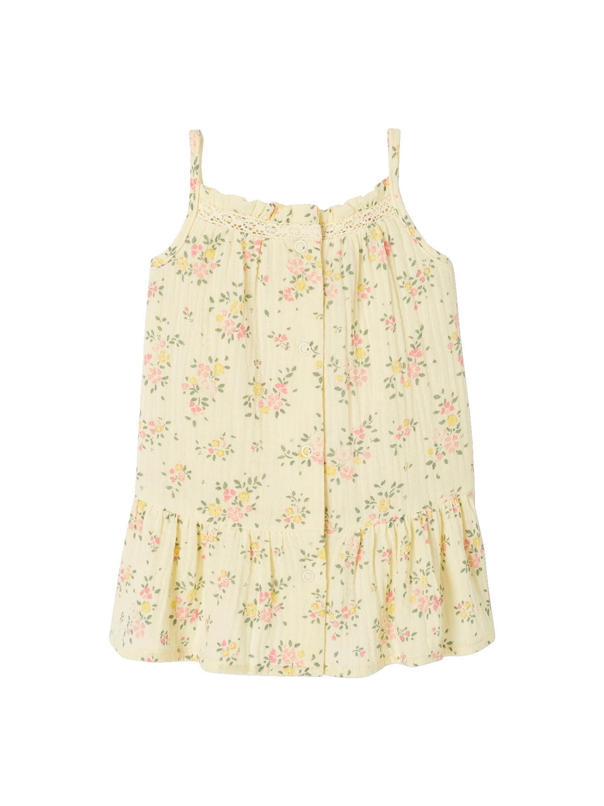 Vertbaudet Mädchen Baby-Set: Blumenkleid & Höschen, Musselin hellgelb