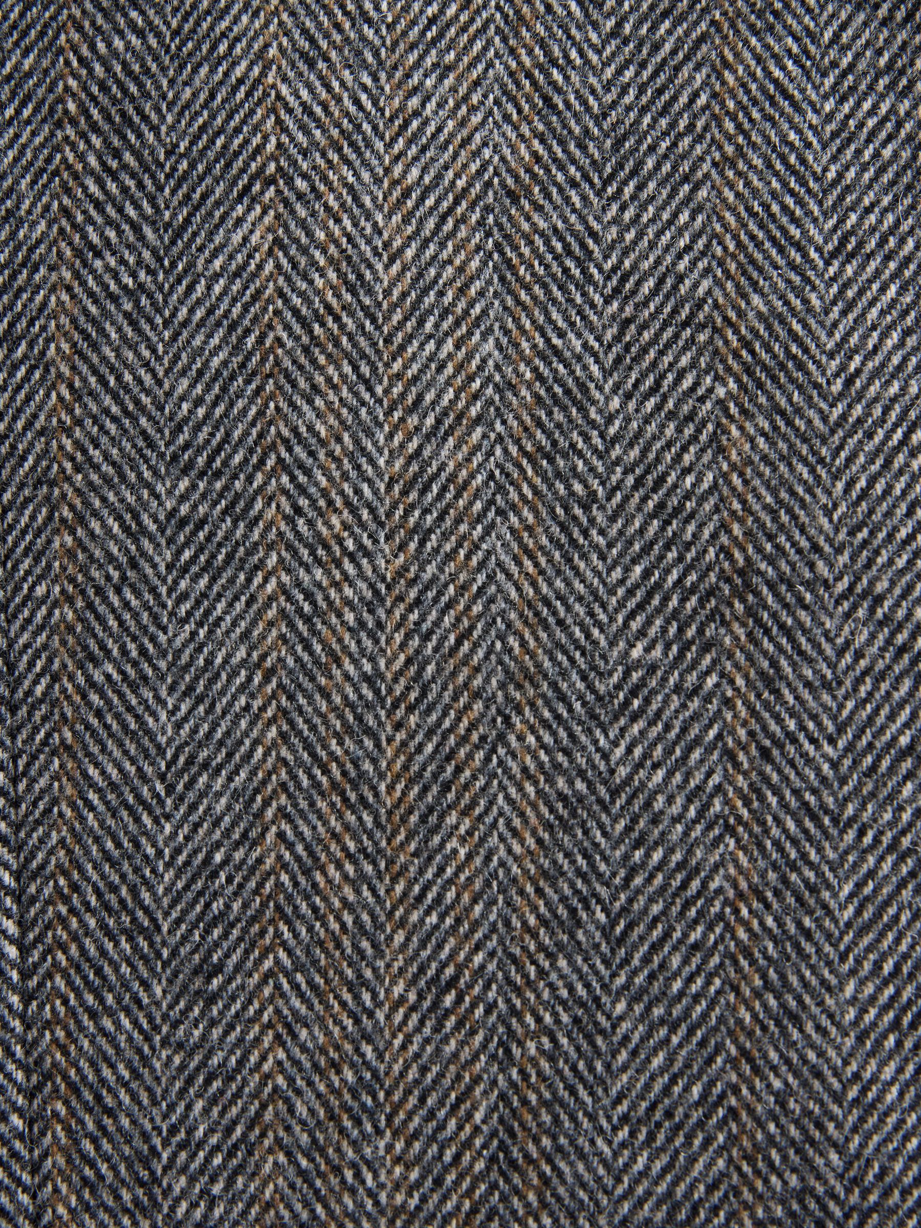 Grijs - Slim Fit Wool Blend Herringbone Stripe Suit Waistcoat