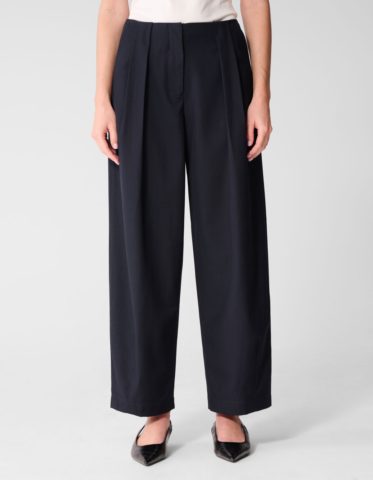 Pleated Broek Donkerblauw By Lonneke